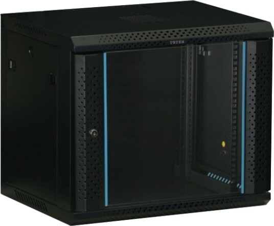 19" Veggskap 9U 600X450 Glassdør Sort