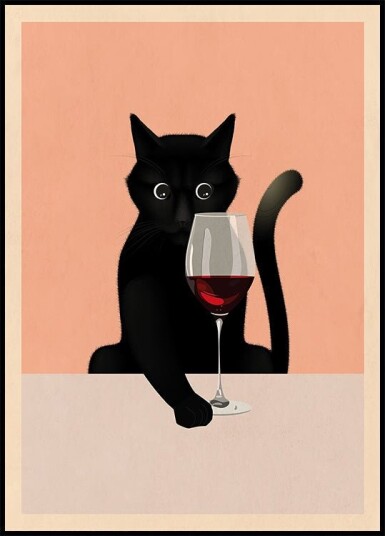Cat " Wine Plakat Plakat / 100x150cm Cat " Wine Plakat Plakat / 100x150cm
