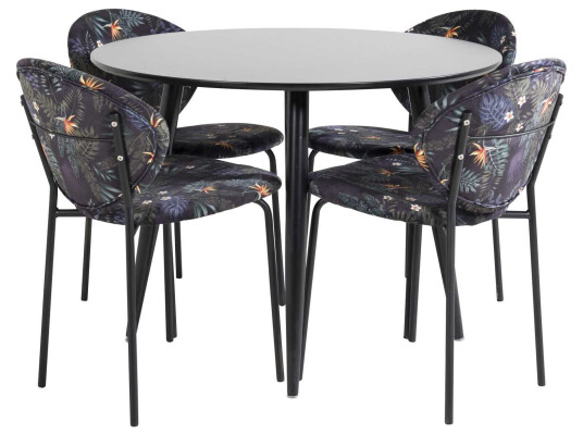 Venture Design Plaza & Vault spisegruppe Svart/flerfarget 4 st stoler & bord 100 cm