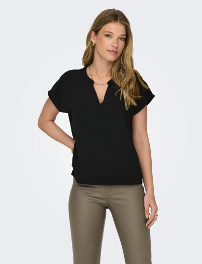 JDY Jdylion Life S/S Top Wvn Noos - Black - 34