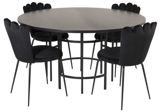 Venture Design Copenhagen & Limhamn spisegruppe Svart/svart 4 st stoler & bord 140 cm