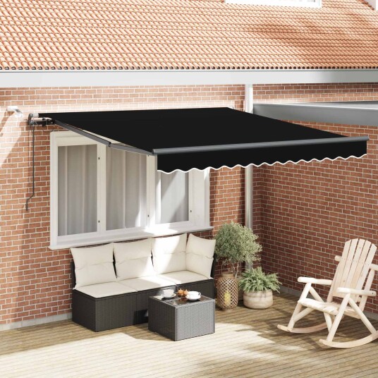 Automatisk Uttrekkbar Markise med LED Svart 300x250 cm