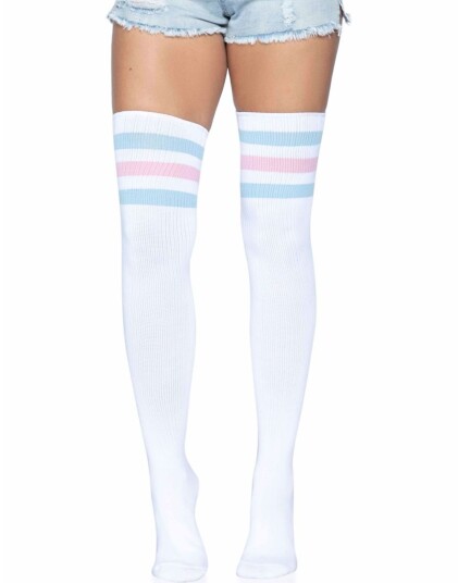 Leg Avenue Atletisk Strikkede Strømper med Rosa og Blå Striper