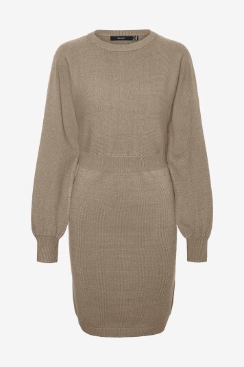 Vero Moda Kjole vmHollykaris LS O neck Dress GA Boo Beige