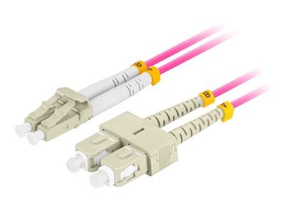 Fiberoptisk Løsekord Mm Lc/Upc-Sc/Upc Duplex 3,0Mm Om4 50/125 Lszh 1M Lilla Lanberg