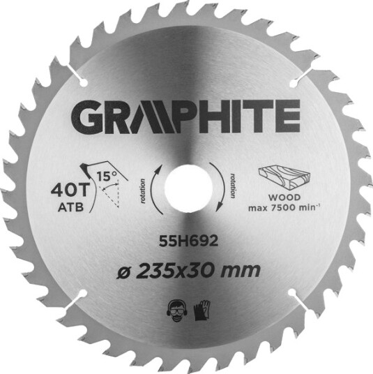 Grafitt Grafittsirkelsag (Sirkelsag, Bred, 235 X 30 Mm, 40 Tenner)