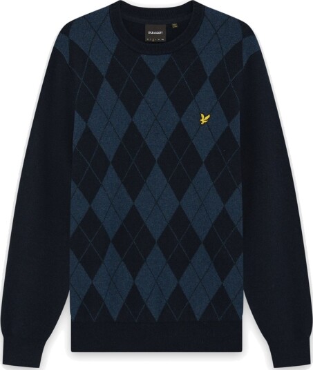 Lyle & Scott Cotton Merino Argyle Jumper Navy XS