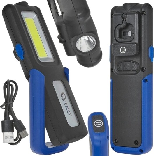 Geko Arbeids-/Verkstedlampe Powerbank Med Magnet Og Led Cob-Regulering 5W + 3W 2000Mah 400Lm Ip44 (10/40) Geko Arbeids-/Verkstedlampe Powerbank Med Magnet Og Led Cob-Regulering 5W + 3W 2000Mah 400Lm Ip44 (10/40)