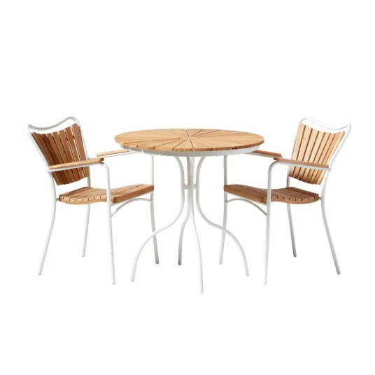 Cafésett Ellen |Teak/hvit | Cinas
