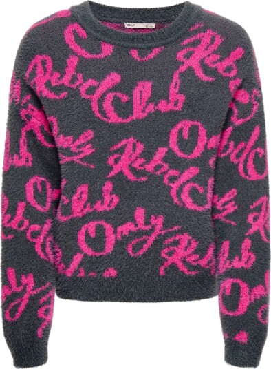 Kids Only Kogdina L/S Jacquard O Neck Knt Grey 134 140
