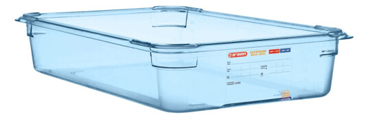 Araven Matbeholder GN 1/1 av ABS; Størrelse 1/1 13l 53x32.5x10 cm LxBxD; Blå