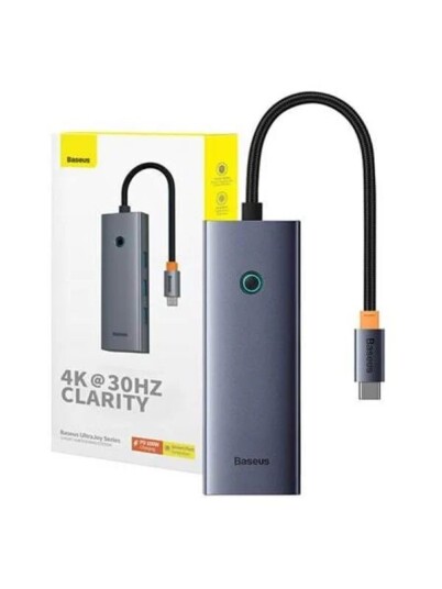 Baseus 5 in 1 Hub UltraJoy Series USB C to HDMI4K@30Hz+3xUSB 3.0+1xPD grey USB hub USB 3.0 5 porter Gr B00052801811 00 Baseus 5 in 1 Hub UltraJoy Series USB C to HDMI4K@30Hz+3xUSB 3.0+1xPD grey USB hub USB 3.0 5 porter Gr B00052801811 00