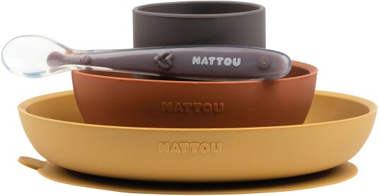 Nattou Spisesett 4 stk Curry/Terracotta