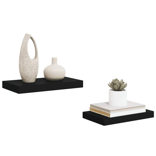 vidaXL Flytende vegghyller 2 stk svart 40x23x3,8 cm MDF