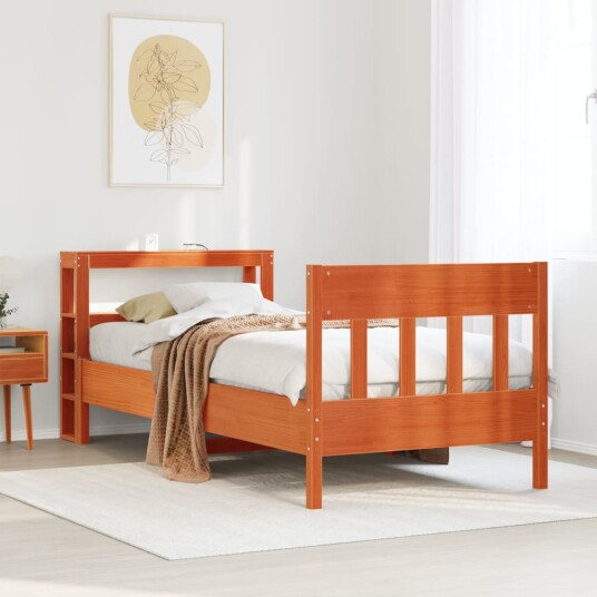 Sengeramme uten madrass voksbrun 75x190 cm heltre furu 3306290