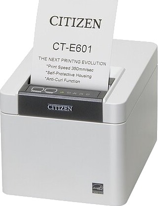 Citizen Ct E601 Direkte Termisk Pos Skriver 203 X 203 Dpi 350 L/S 1,5 X 3 Mm Katakana,Pc437,Pc850,Pc858,Pc860,Pc863,Thaikode 18,Wpc1252