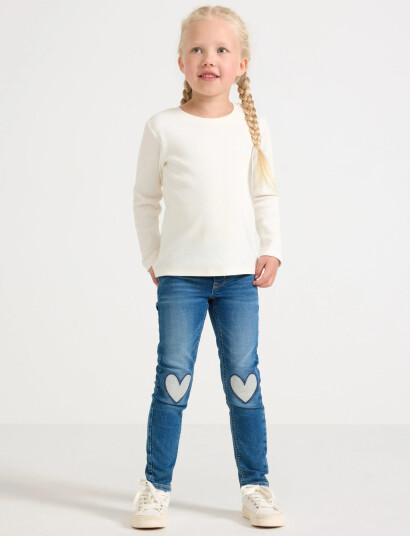 Lindex Trousers Denim Heart Knee Blue 92