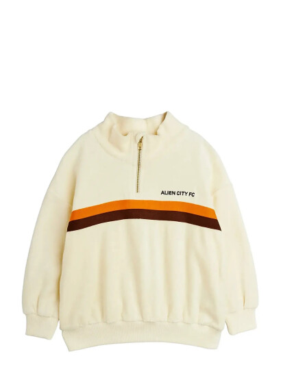 Mini Rodini Alien City Fc Emb Half Zip Terry Sweatshirt White 116/122
