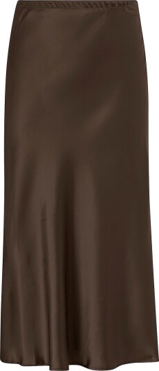 Zizzi Maxi skjørt caMinela Satin Brun