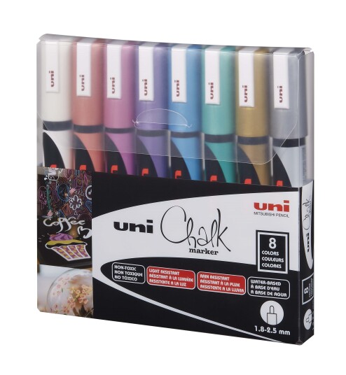 Uni Chalkmarker 5M Metallic colors, 8 pc