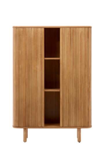 Kave Home Mailen 2-dørs highboard i askfinér med mørk finish 110 x 140 cm 1865443-01-0