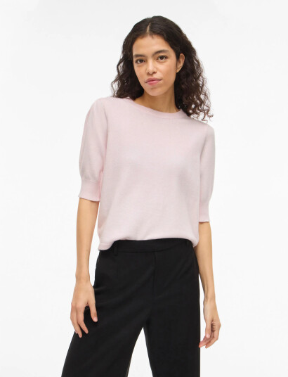 Vila Viril 2/4 Sleeve O Neck Knit Top Noos Pink S Vila Viril 2/4 Sleeve O Neck Knit Top Noos Pink S