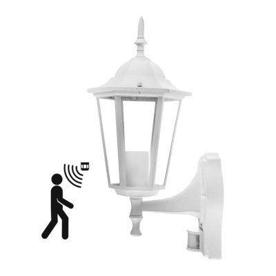 V-Tac hvit vegglamper m. sensor - IP44 utendørs, E27 fatning, uten lyskilde V-Tac hvit vegglamper m. sensor - IP44 utendørs, E27 fatning, uten lyskilde