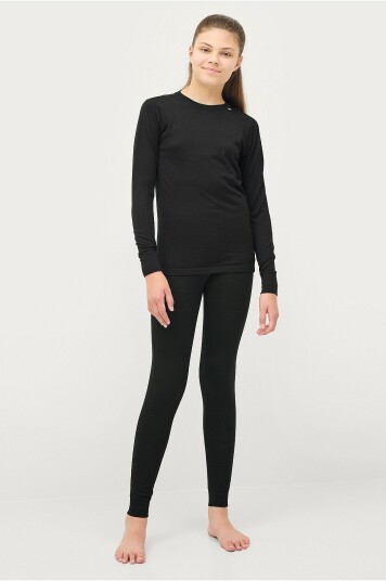 Áhkká Longs Merino Wool UW Pants Kids Svart
