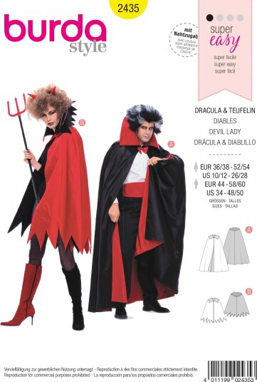 Burda 2435 Dracula og Djevel Kappe Burda 2435 Dracula og Djevel Kappe