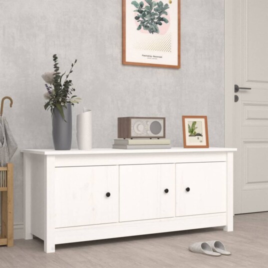 vidaXL Skoskap hvit 110x38x45,5 cm heltre furu vidaXL Skoskap hvit 110x38x45,5 cm heltre furu