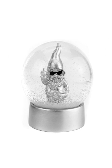 Winkee Snøkule Nisse i Sølv - Humoristisk Julepynt Winkee Snøkule Nisse i Sølv - Humoristisk Julepynt