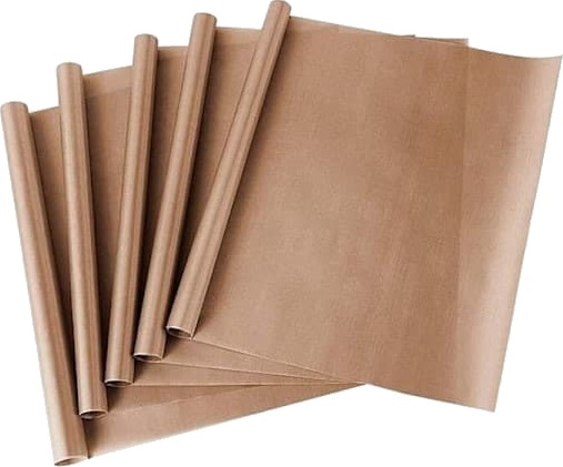 5 arks pakke med gjenbrukbart teflon bakepapir laget av PTFE egnet for non stick presseovner 40 x 60 cm varmebestandig.