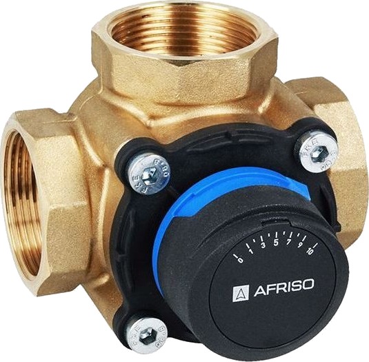 Afriso Regulerende Proclick: 4 Veis Roterende Blandeventil Arv 486 Proclick Dn40 Rp1 1/2" Kvs 25 + Elektrisk Aktuator Arm 343 Proclick 1348644