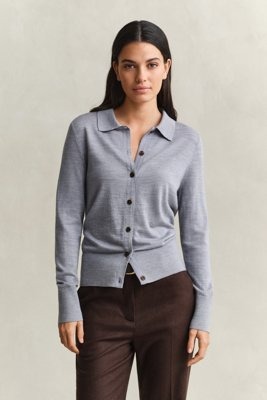 Gant Extrafine Merino Cardigan Grey XL