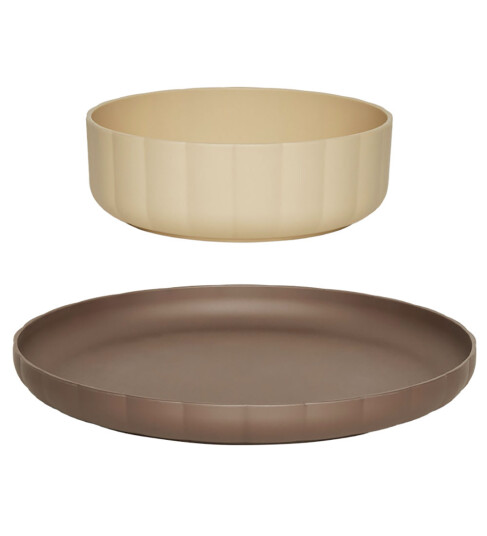 Oyoy Pullo tallerken & skål 2 deler Taupe-vanilla Oyoy Pullo tallerken & skål 2 deler Taupe-vanilla