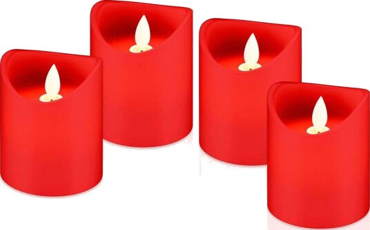Goobay 4x LED kubbelys med flamme (7,5x10 cm) rød