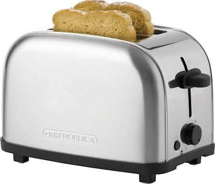 OBH Nordica Manhattan Steel 2 Skivers Brødrister i Rustfritt Stål med Manuell Stoppfunksjon