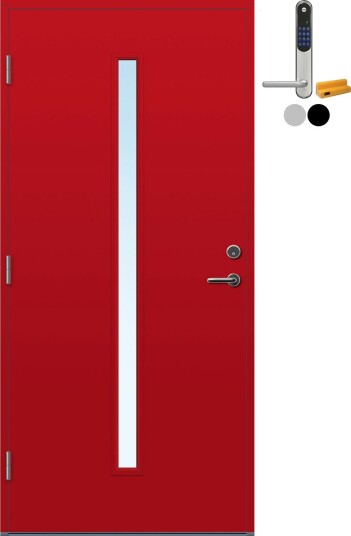 Ytterdør Bygg1 Hovdeby med Kompaktlaminat med Yale Entrus BxH: 90x200 cm, Venstre, NCS S-2070-Y90R, Rød, Yale Sølv Ytterdør Bygg1 Hovdeby med Kompaktlaminat med Yale Entrus BxH: 90x200 cm, Venstre, NCS S-2070-Y90R, Rød, Yale Sølv