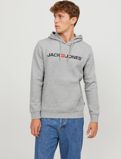 Jack & Jones Jjecorp Old Logo Sweat Hood Noos - Grey - XS
