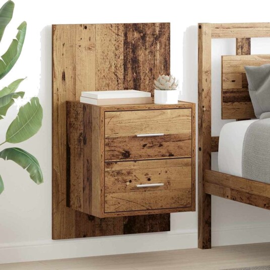  Vegghengt nattbord 2 pcs Gamle tre 48,5 x 32,5 x 80 cm