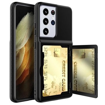 Samsung Galaxy S21 Ultra 5G Hybrid-deksel med Speil og Kortholder Svart