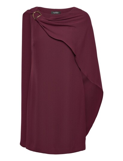 Lauren Ralph Lauren Cape Georgette Cocktail Dress   Burgundy   38