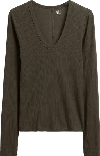 GAP Long Sleeved Rib T Shirt From The Gap Collection BAMBOO XS