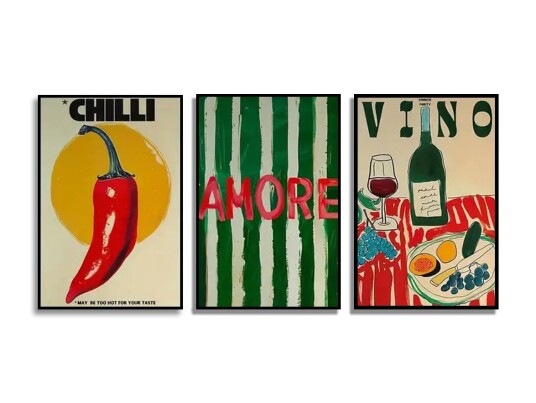 Plakat Chilli Amore Vino / Sett med 3 Plakat Chilli Amore Vino / Sett med 3