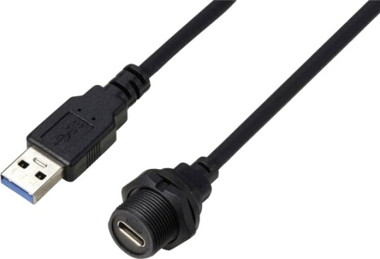 Usb-C® 3.0-Tilkobling Til Kontakt Ip67 Gjenge Kabel 0,5 M Tc-E10t-Ft3-Pwf/Mu3-Nwa-0.5Pv-S Vanntett Plastkabel Innhold: 1 Stk