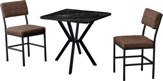 Stedum spisegruppe bord 70 cm + 2 stoler - Brun og Svart