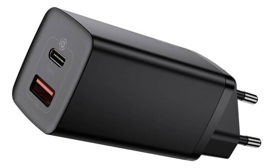Baseus GaN2 Lite 65W USB-C og USB-A Mobillader Svart med Hurtiglading Baseus GaN2 Lite 65W USB-C og USB-A Mobillader Svart med Hurtiglading