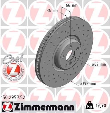 Bremseskive ZIMMERMANN 150.2957.52