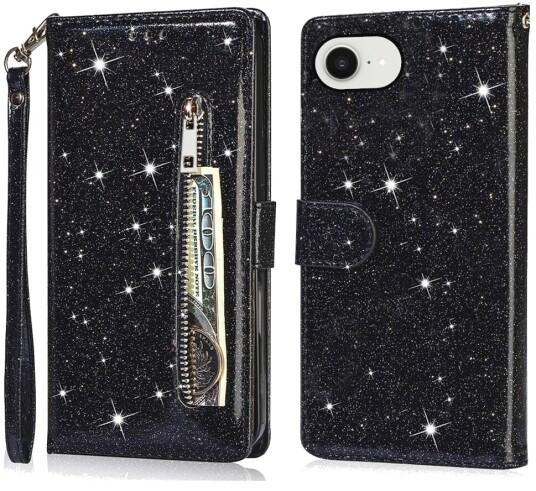 Trolsk Lommebokdeksel Glitter (iPhone 17e/16e) Svart