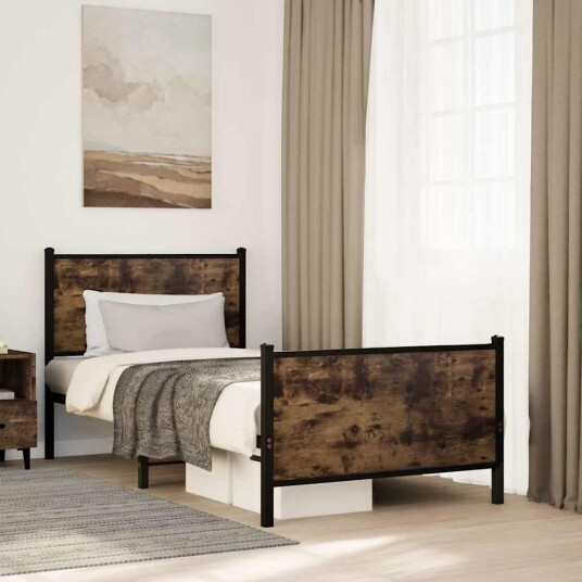 Sengeramme i metall uten madrass røkt eik 80x200 cm 8721102952630